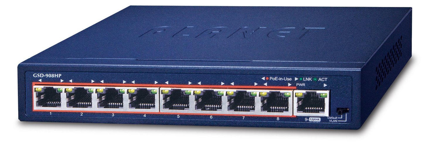 Planet GSD-908HP - Switch - 8 x 10/100/1000 (PoE+)