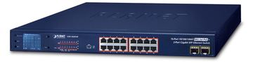 Planet GSW-1820VHP - Switch - 16 x 10/100/1000 + 2 x Gigabit SFP - an Rack montierbar - PoE+ (300 W) von LumaTech