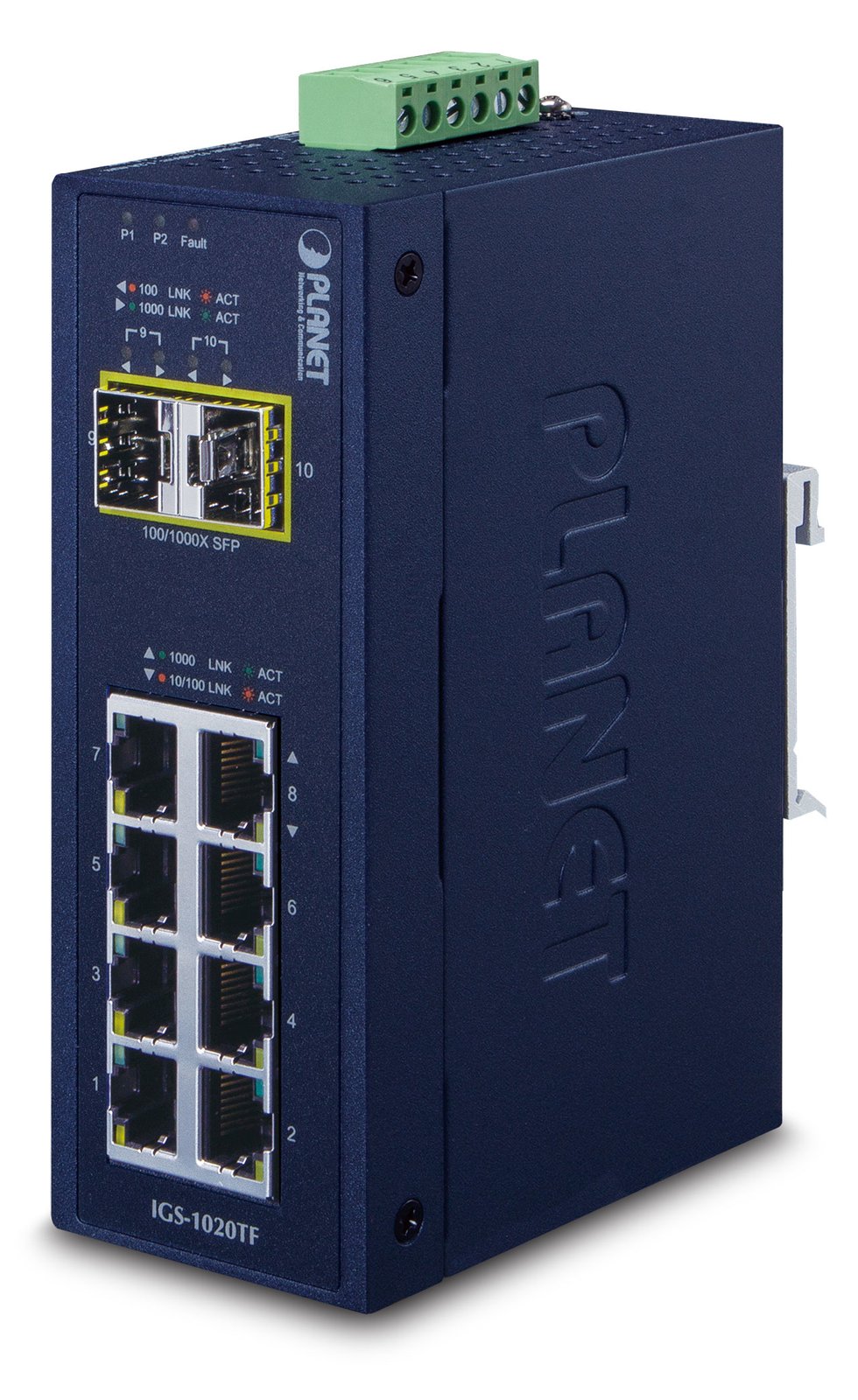 Planet IGS-1020TF - Switch - unmanaged - 8 x 10/100/1000 + 2 x Gigabit SFP
