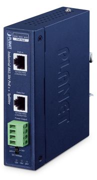 Planet IP30 Industrial Single-Port 10Gbps 802.3bt PoE++ Splitter - Blau - Metall - PoE - Leistung - FCC Part 15 Class A von LumaTech