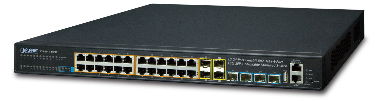 Planet SGS-6341-24P4X - Switch - L3 - managed - 24 x 10/100/1000 (PoE+)