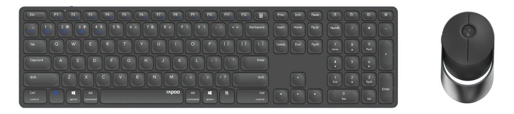 Rapoo 9850M - Kabellos - RF Wireless + Bluetooth - Scherenschalter - Grau - Maus enthalten - TL: Deutsch, QWERTZ