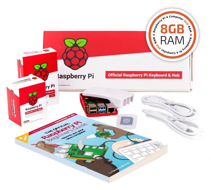 Raspberry Pi PI4B - 8GB - FULL KI WITH RED/WHITE HOUSING (SI-RPI4B-FULL8GB)