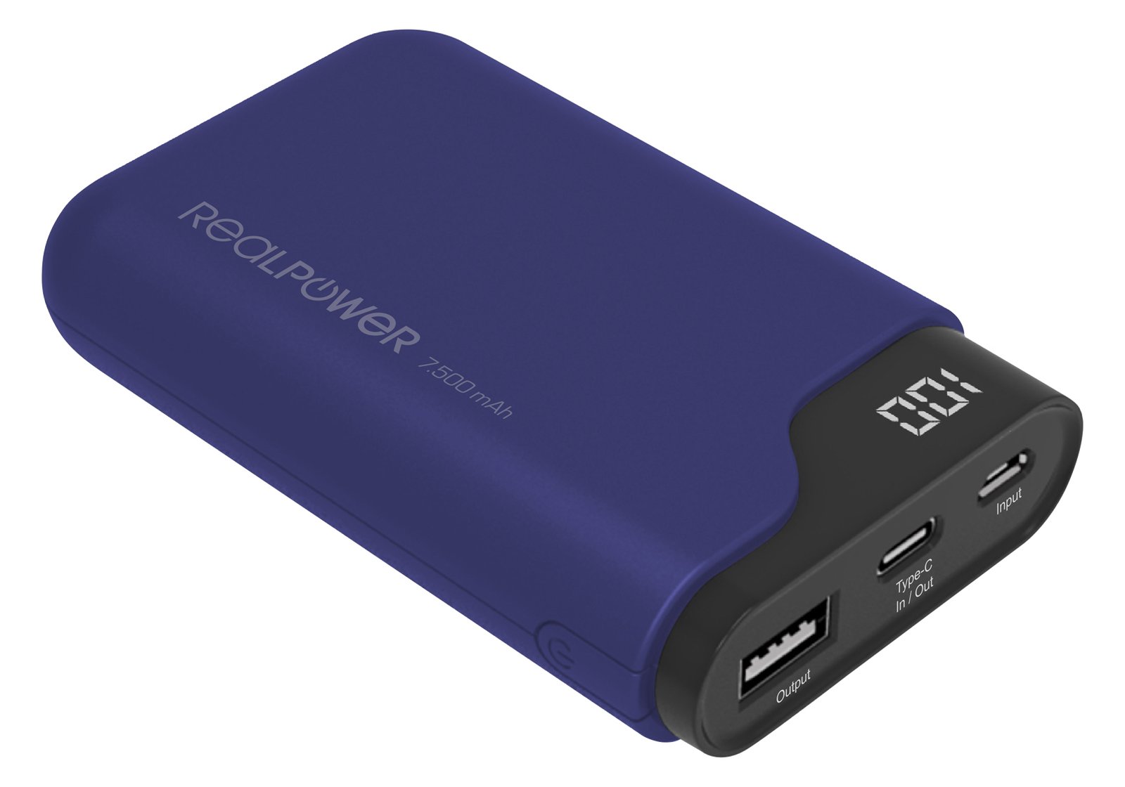 RealPower PB-7500C Navy Blue - 7500 mAh - Schwarz - Blau