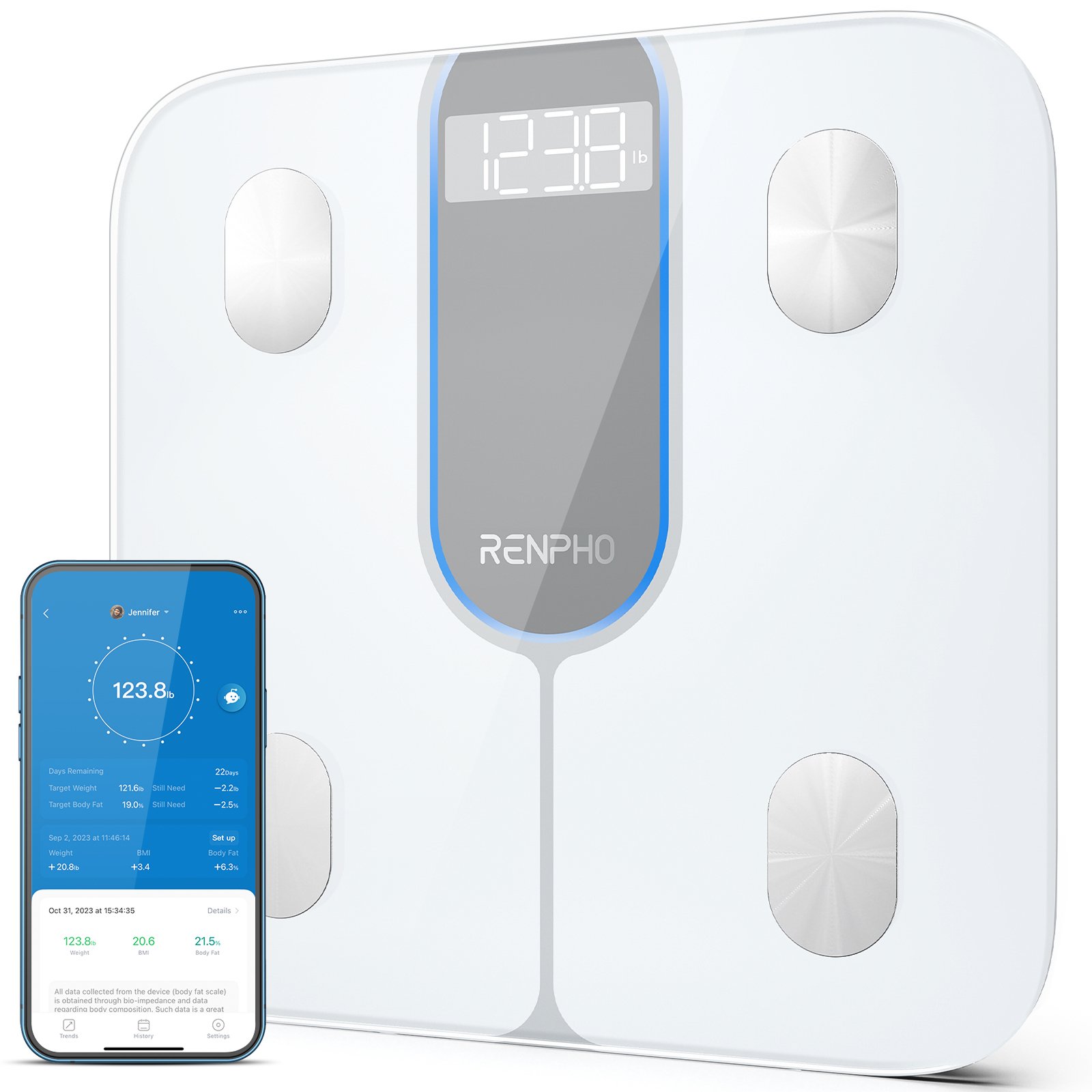 Renpho Elis 1C Smart digitale Körperanalysewaage weiß