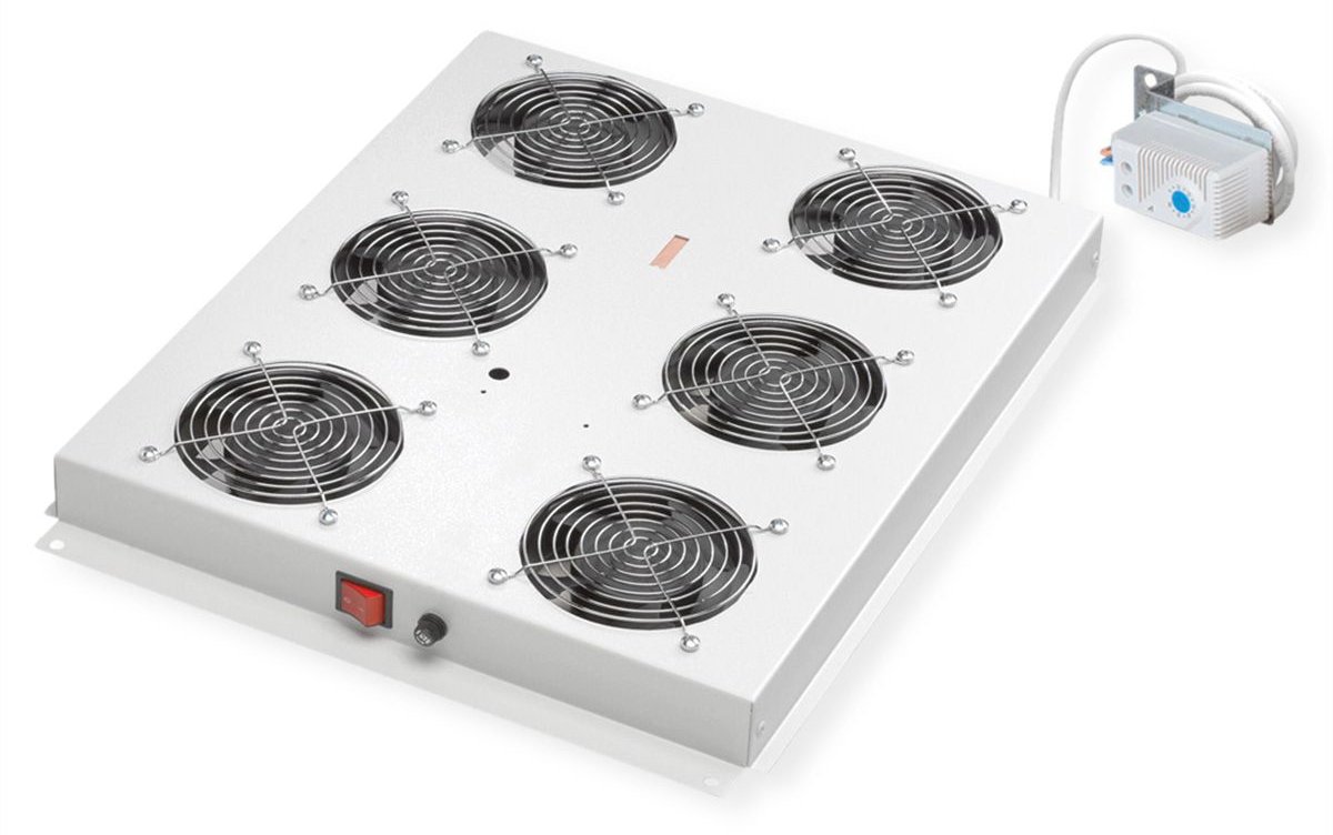 ROLINE 19 Zoll Dachlüftereinheit 6 Lüfte Thermostat grau