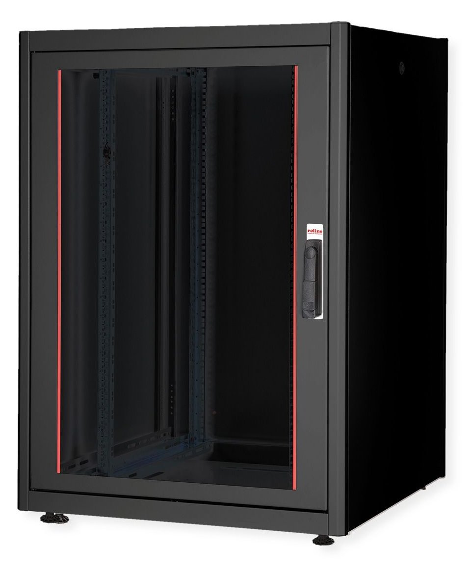 ROLINE 19 Zoll Netzwerkschrank Basic 22 800x800 BxT Glastür schwarz