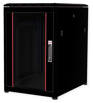 ROLINE 19 Zoll Netzwerkschrank Pro 16 HE 600x800 BxT Glastür schwarz von LumaTech