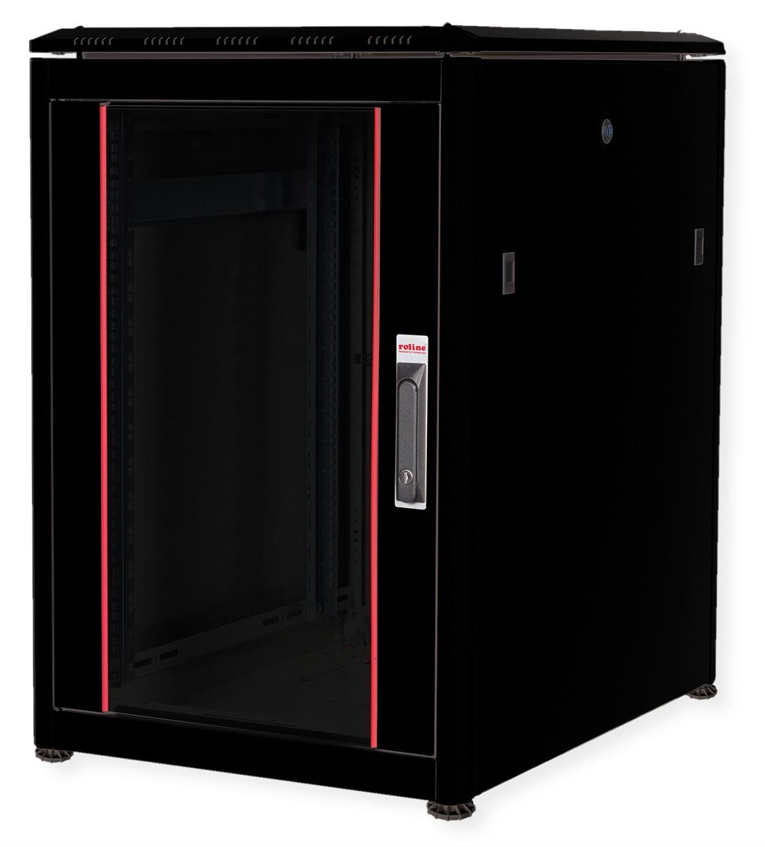 ROLINE 19 Zoll Netzwerkschrank Pro 16 HE 600x800 BxT Glastür schwarz