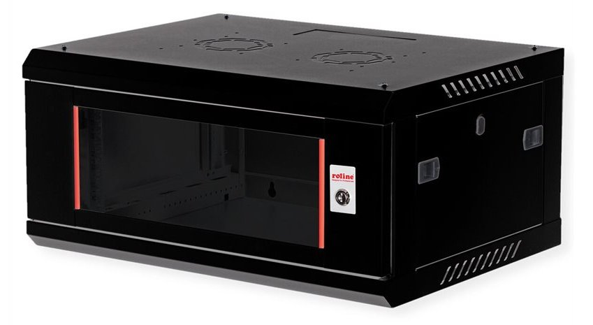 ROLINE Basic Plus - Gehäuse Netzwerkschrank - 600x450 BxT - geeignet für Wandmontage - Jet Black, RAL 9005 - 4U - 19