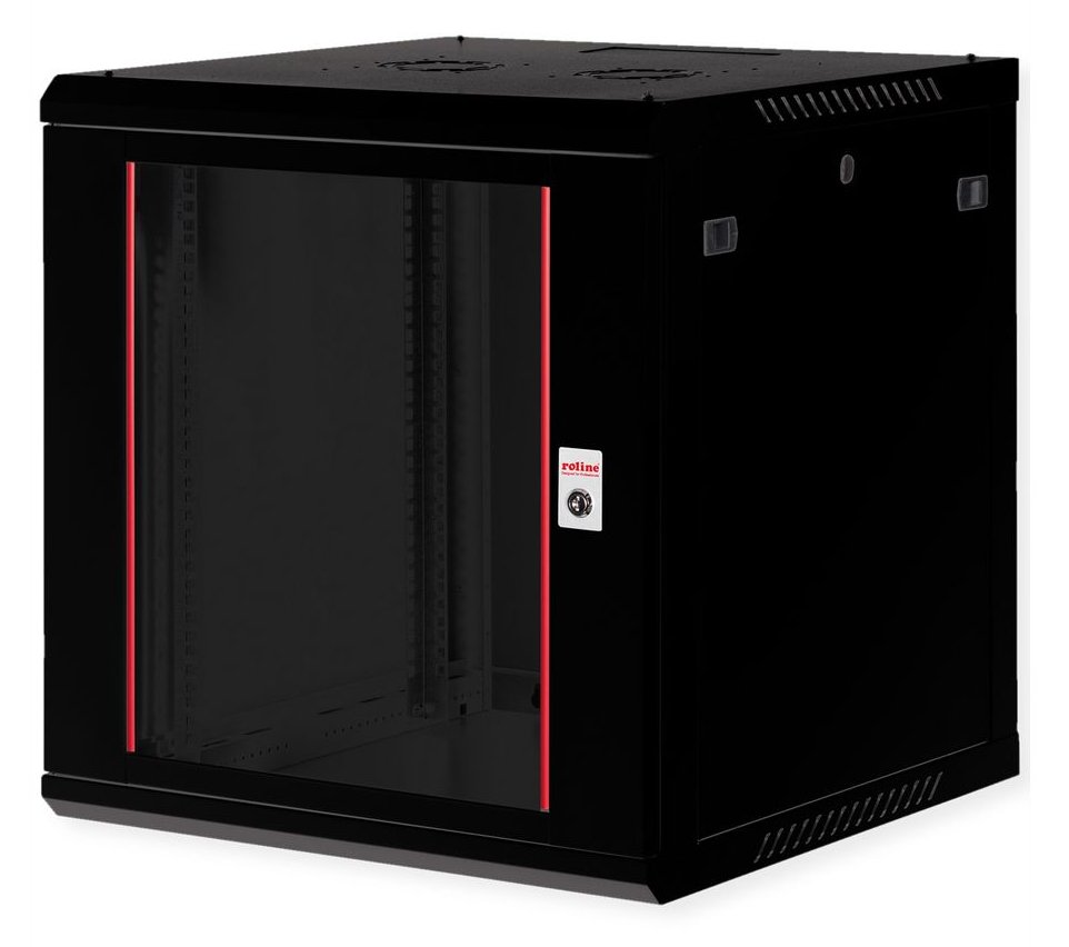 ROLINE Basic Plus - Gehäuse Netzwerkschrank - 600x600 BxT - geeignet für Wandmontage - Jet Black, RAL 9005 - 12U - 19