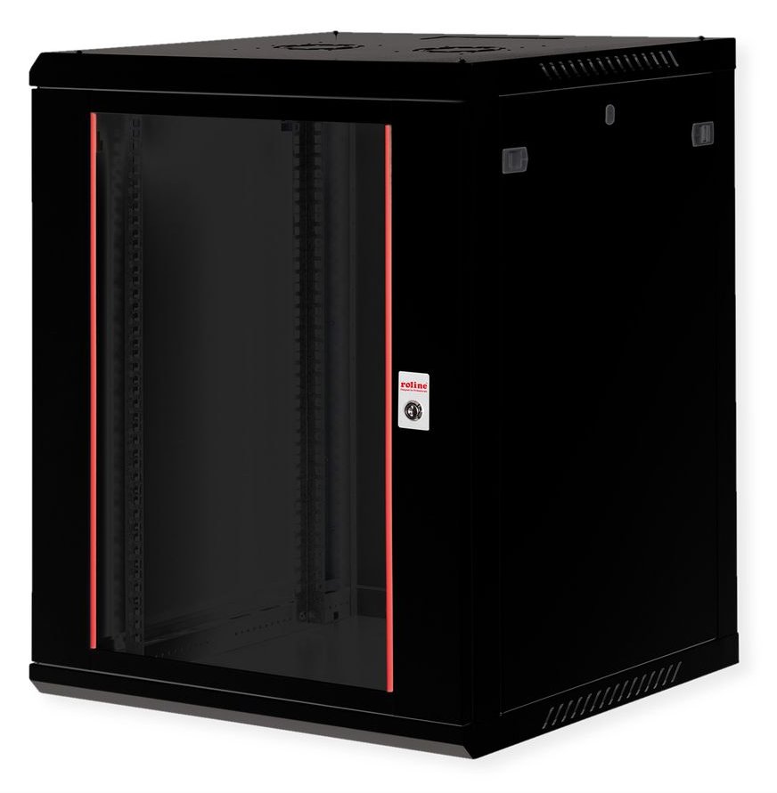 ROLINE Basic Plus - Gehäuse Netzwerkschrank - 600x600 BxT - geeignet für Wandmontage - Jet Black, RAL 9005 - 15U - 19