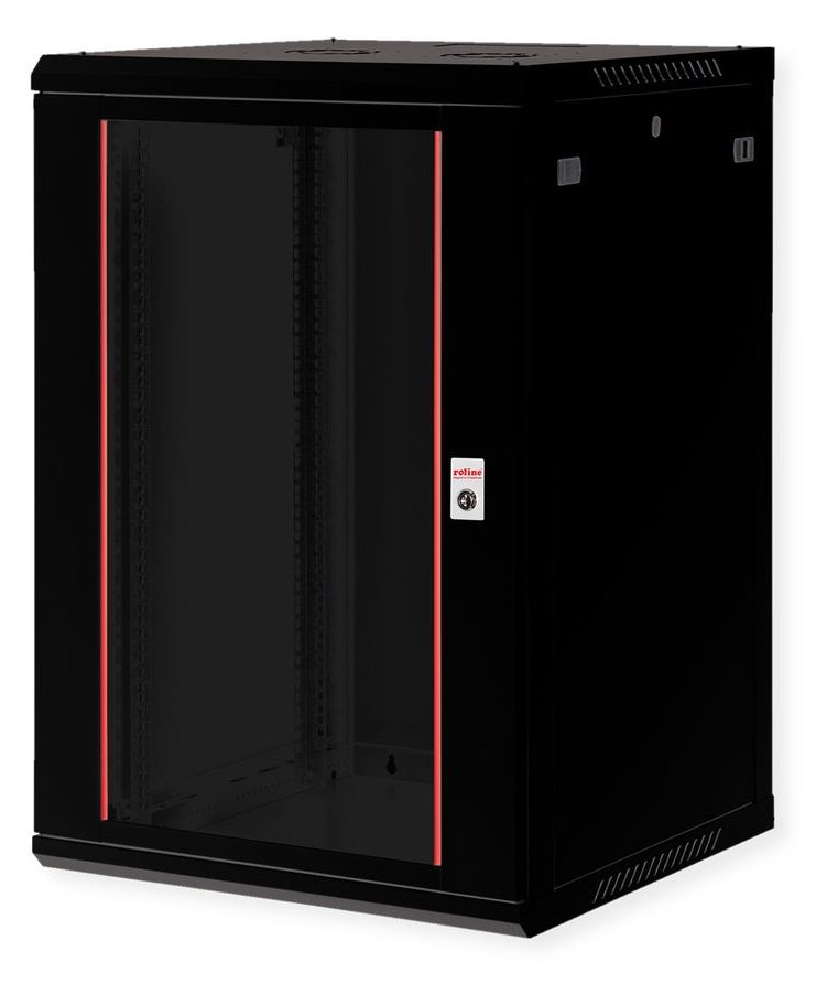 ROLINE Basic Plus - Gehäuse Netzwerkschrank - 600x600 BxT - geeignet für Wandmontage - Jet Black, RAL 9005 - 18U - 19