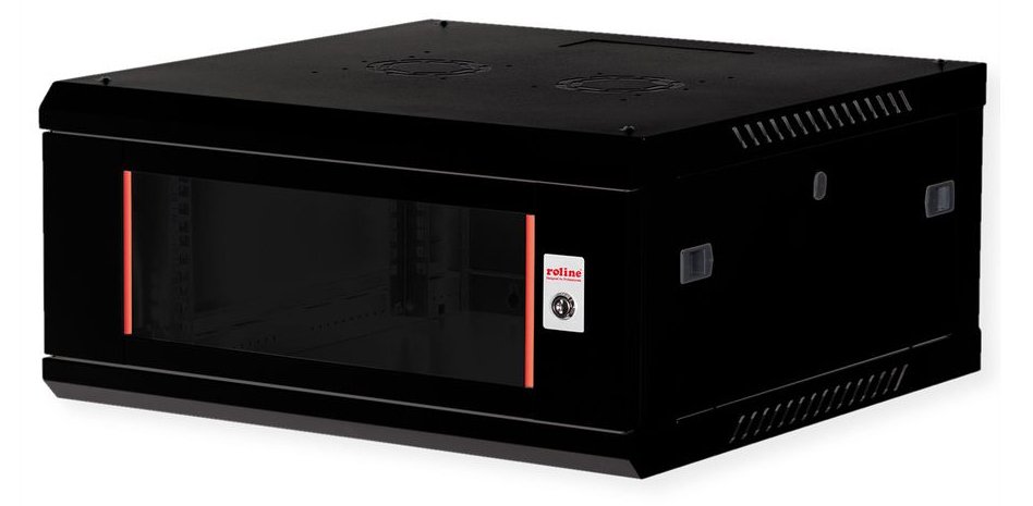 ROLINE Basic Plus - Gehäuse Netzwerkschrank - 600x600 BxT - geeignet für Wandmontage - Jet Black, RAL 9005 - 4U - 19