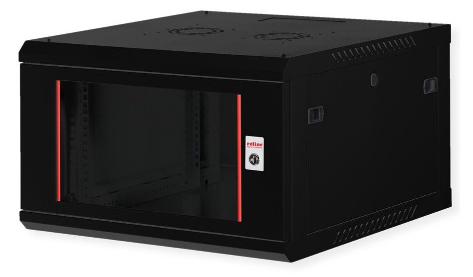 ROLINE Basic Plus - Gehäuse Netzwerkschrank - 600x600 BxT - geeignet für Wandmontage - Jet Black, RAL 9005 - 6U - 19
