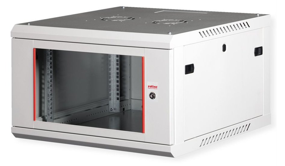 ROLINE Basic Plus - Gehäuse Netzwerkschrank - 600x600 BxT - geeignet für Wandmontage - RAL 7035, Hellgrau - 6U - 19