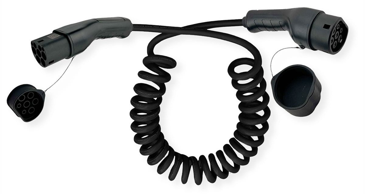 ROLINE EV-Ladekabel Spirale Typ2 3-Ph. 32A 22kW 3m