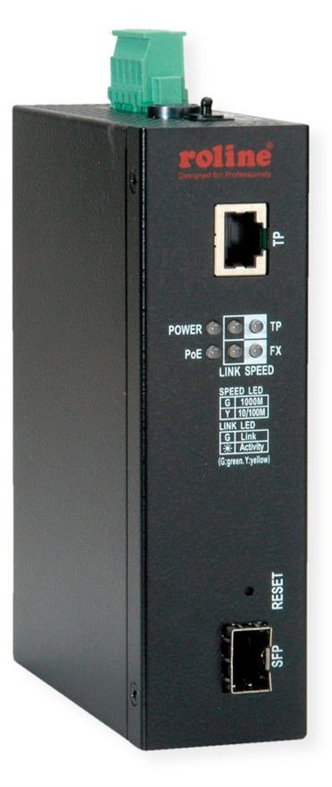 ROLINE Ind.Konv. Gigabit Eth. RJ45/LC mit PoE IEEE802.3af/at/bt - Converter - Glasfaser (LWL)