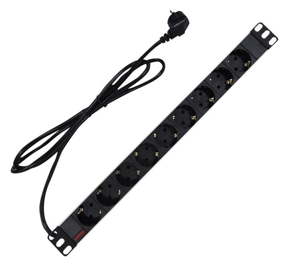 ROLINE Steckdosenleiste (Rack - einbaufähig) - 250 V - 3600 Watt - Ausgangsanschlüsse: 9 - 1U - 48.3 cm (19)