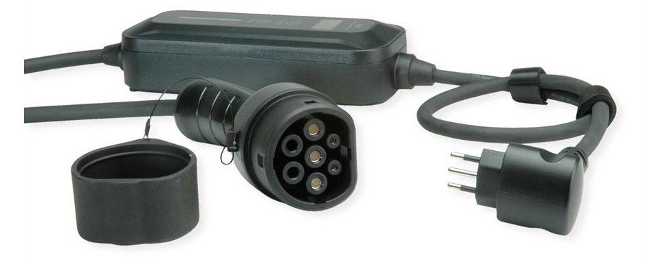 ROLINE Tragb. Ladegerät Mode2 EV (2.3kW 1-Ph.) 3P ITA Stecker&Typ2 Stecker, 7.5m