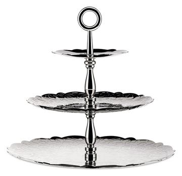 Alessi MW52/3 Dressed for X-Mas Etagere aus Edelstahl mit Reliefdekor Stahl von LumaTech