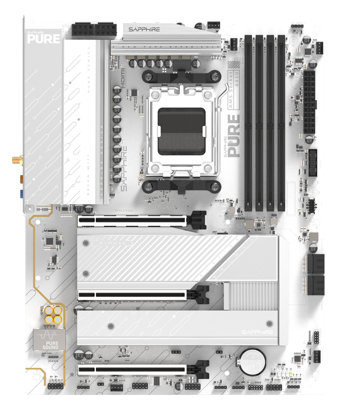 Sapphire PURE B850A WIFI 7 AMD B850 Socket AM5 ATX - Mainboard - AMD Sockel AM5 (Ryzen Zen4)