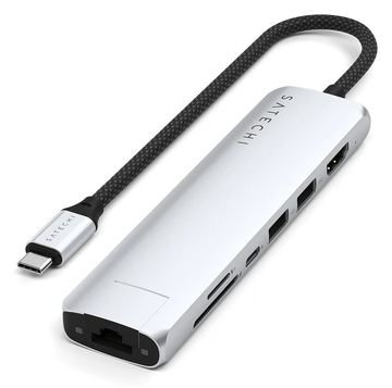 Satechi USB-C 7-in-1 Slim Multi Port Adapter Ethernet Silver von LumaTech
