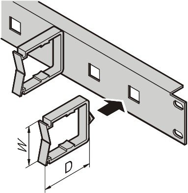 SCHROFF 19'' front panel with plastic cable eyes - 38 x 25 x 43,6 mm