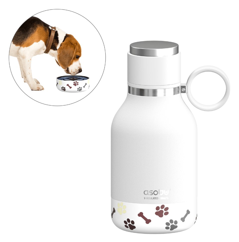 Asobu Dog Bowl - Indoor/Outdoor - 1000 ml - Weiß - Metallisch - Edelstahl - 14,6 cm