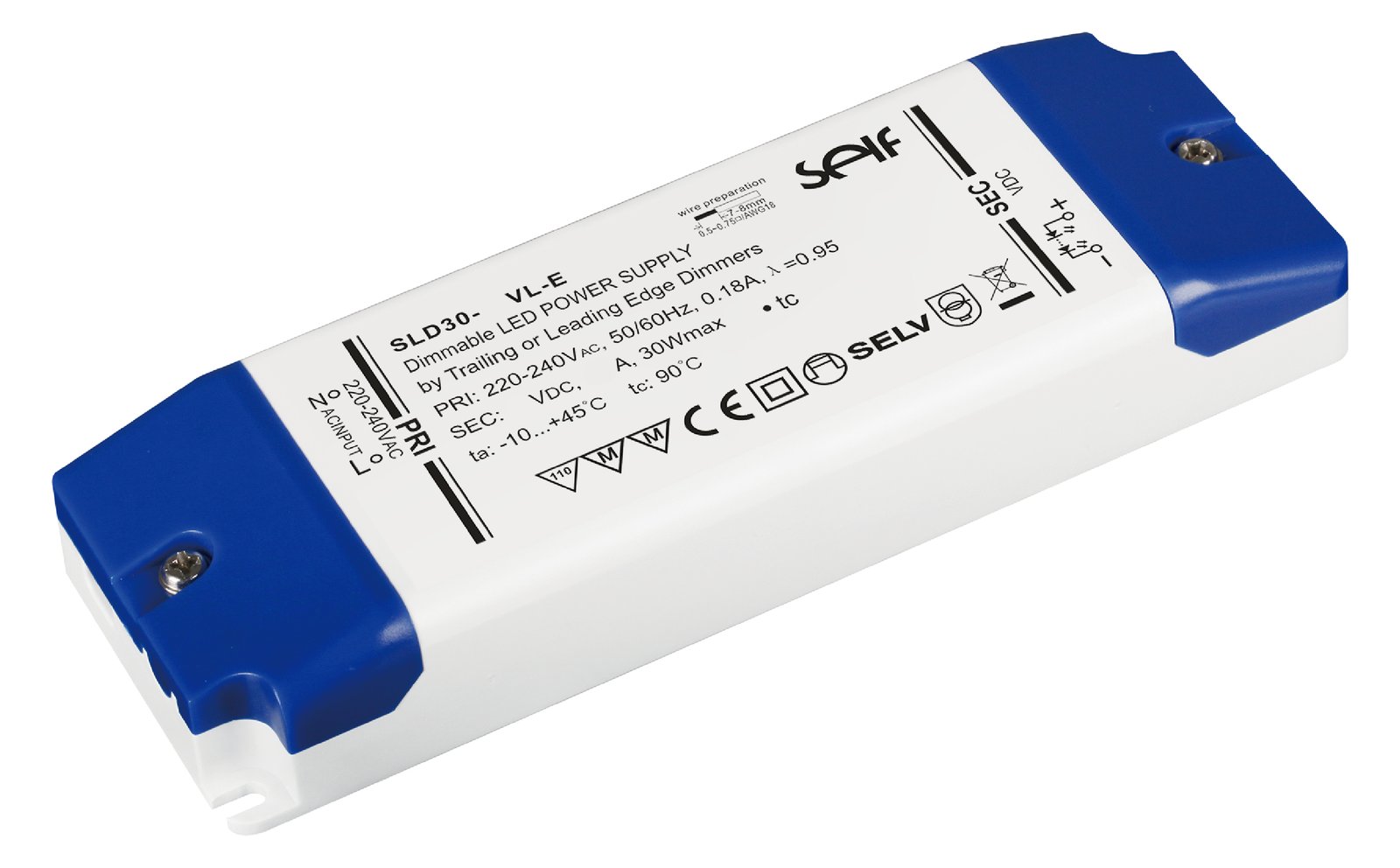 SELF Electronics SLD30-24VL-E - 30 W - IP20 - 30000 h - -20 - 45 °C - 220 - 240 V - 50/60 Hz