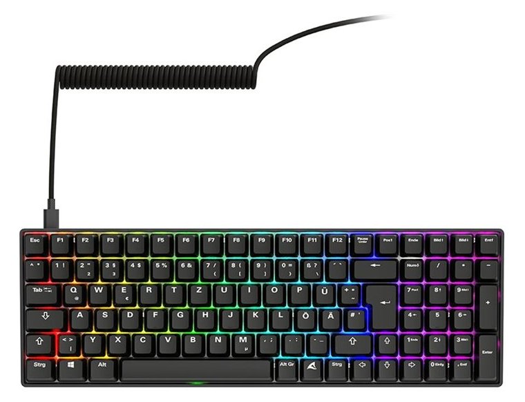 Sharkoon Tastatur - 96% - Hintergrundbeleuchtung - USB - Tastenschalter: Gateron G Pro 3.0 Yellow - TL: Deutsch, QWERTZ