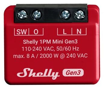 Shelly · Unterputz·Plus 1PM Mini Gen. 3· Relais· max 8A· 1 Kanal· Messfunktion· von LumaTech