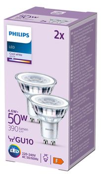 Signify Philips - LED-Spot-Glühbirne - klar Finish - GU10 - 4.6 W (Entsprechung 50 W) von LumaTech