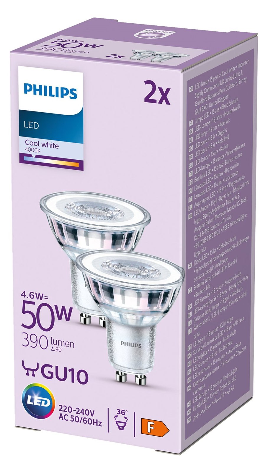 Signify Philips - LED-Spot-Glühbirne - klar Finish - GU10 - 4.6 W (Entsprechung 50 W)