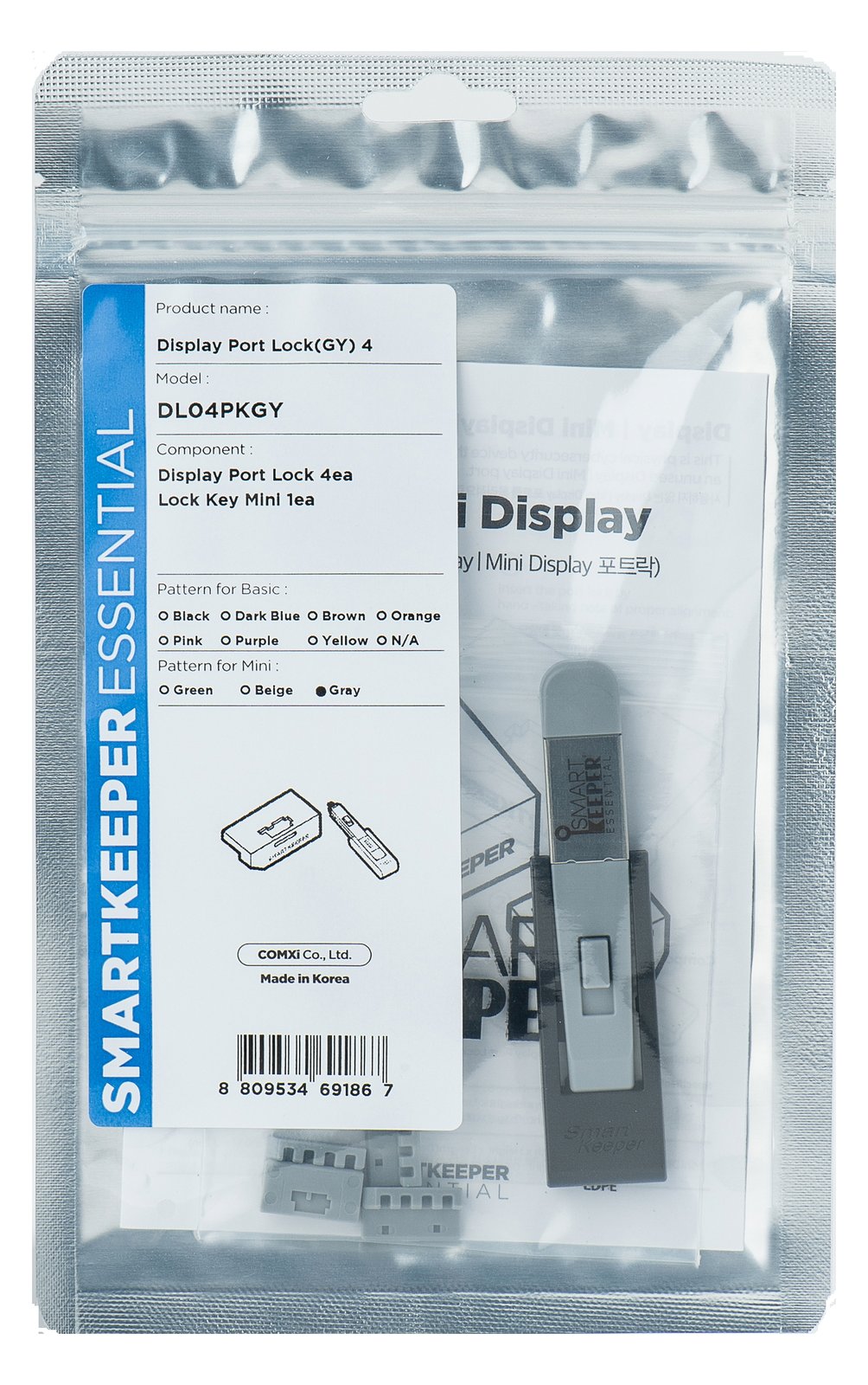 Smart Keeper MiniDisplayPort Blocker grau 4 Stk.+Key