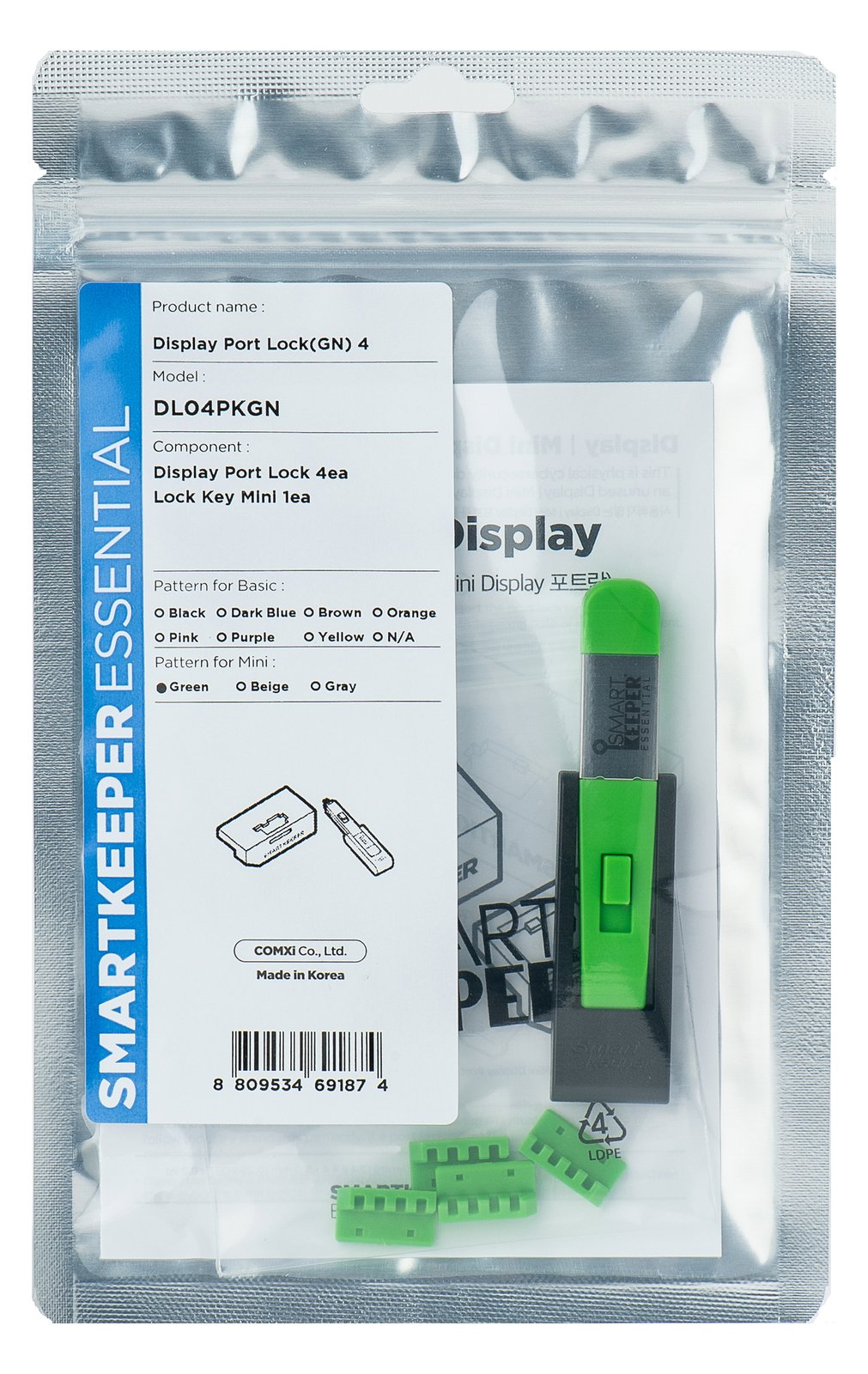 Smart Keeper MiniDisplayPort Blocker grün 4 Stk.+Key