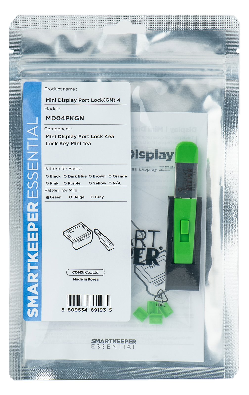 Smart Keeper MiniMiniDisplayPort Blocker grün 4 Stk.+Key