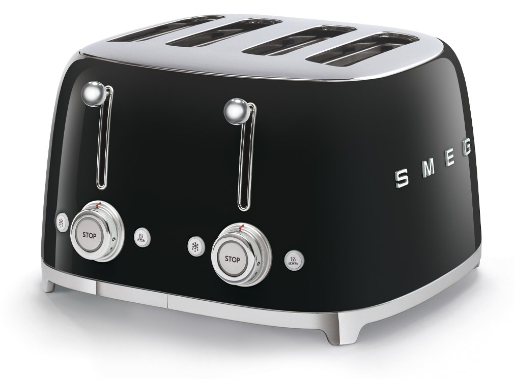 SMEG TSF03BLEU - 4 Scheibe(n) - Schwarz - Kunststoff - Edelstahl - Tasten - Niveau - Drehregler - 50's Style - 2000 W