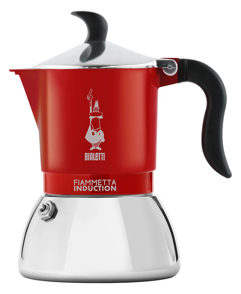 Bialetti Fiammetta Induction - Mokka-Kanne - 0,1 l - Rot - Edelstahl - Aluminium - Stahl - 2 Tassen - Polyamid
