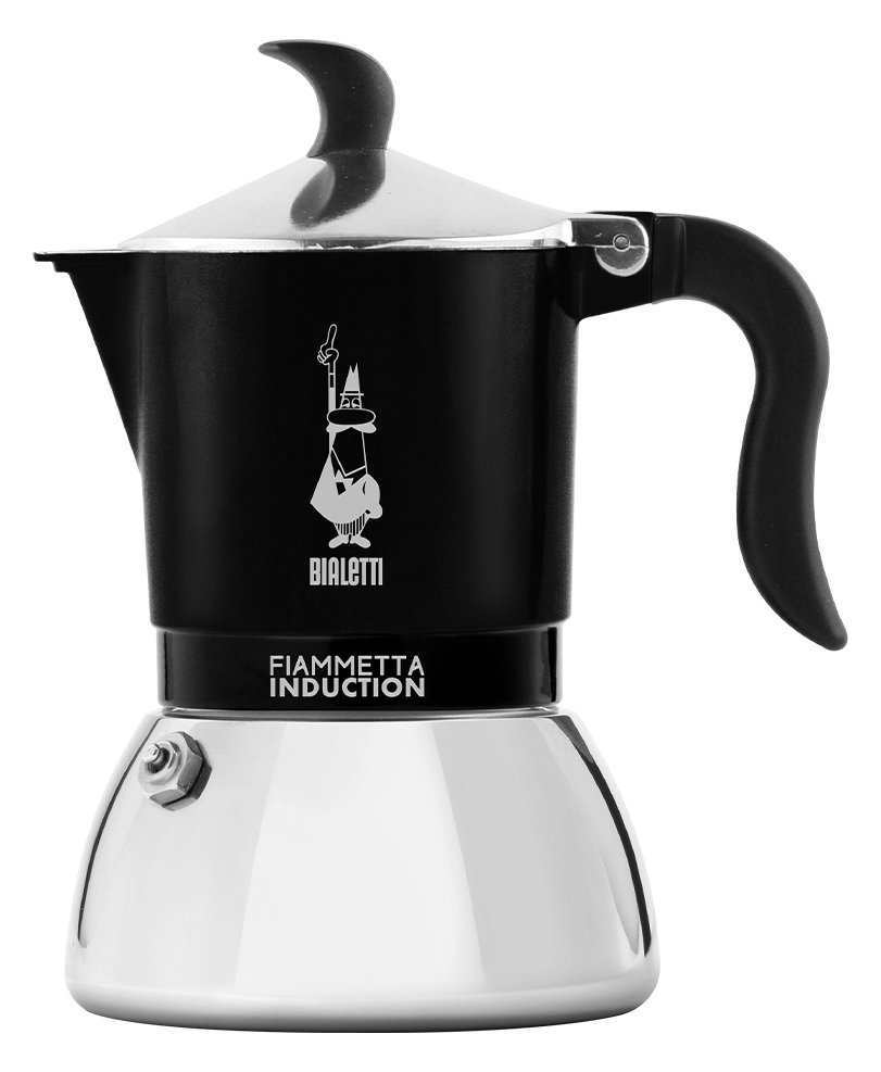 Bialetti Fiammetta Induction - Mokka-Kanne - 0,1 l - Schwarz - Edelstahl - Aluminium - 2 Tassen - Polyamid
