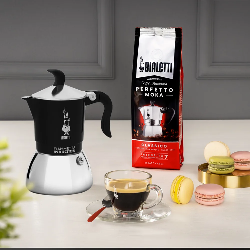 Bialetti Fiammetta Induction - Mokka-Kanne - 0,1 l - Schwarz - Edelstahl - Aluminium - 2 Tassen - Polyamid, Ansicht 2