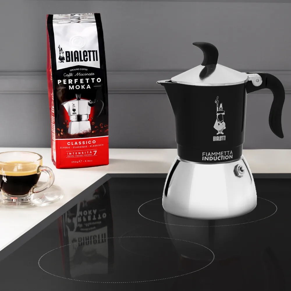 Bialetti Fiammetta Induction - Mokka-Kanne - 0,1 l - Schwarz - Edelstahl - Aluminium - 2 Tassen - Polyamid, Ansicht 3