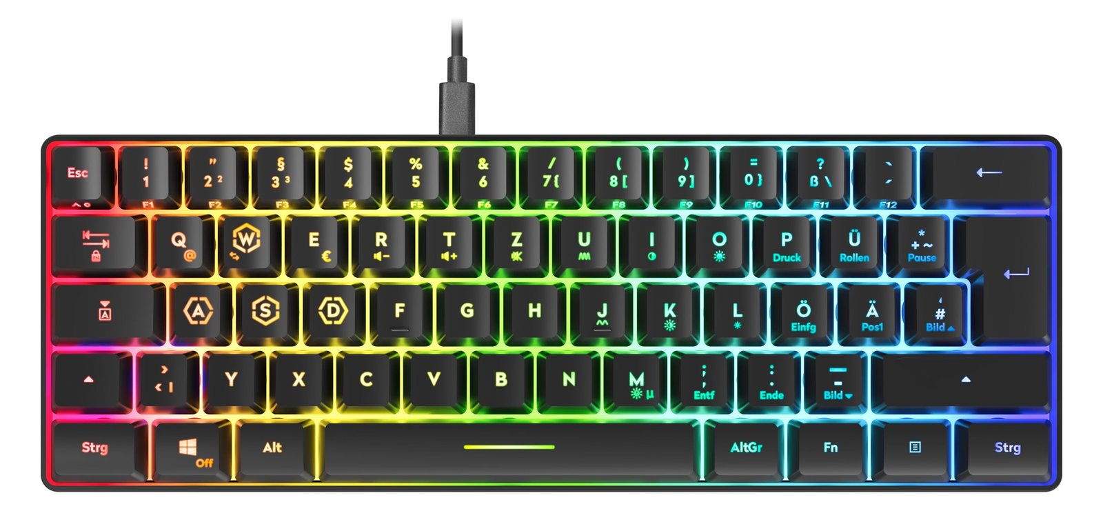 SPEEDLINK Gaming Tastatur LETOS RGB 60% Keyboard schwarz retail - TL: Deutsch, QWERTZ
