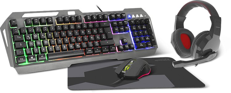 SPEEDLINK LUNERA 4in1 - Kabelgebunden - USB - LED - Schwarz - Maus enthalten - TL: Deutsch, QWERTZ