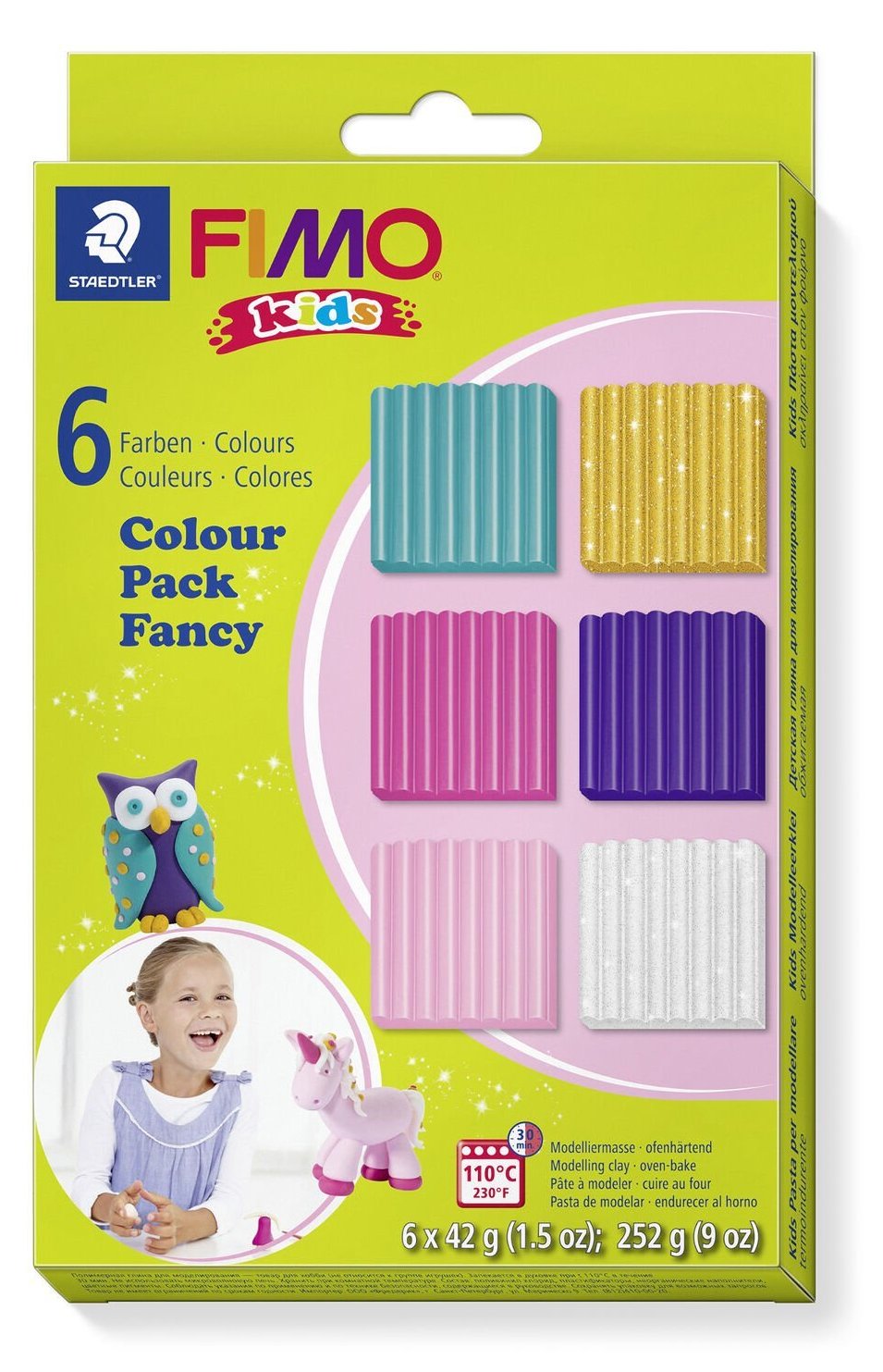 STAEDTLER FIMO 8032002 - Knetmasse - Gold - Lila - Pink - Türkis - Weiß - Kinder - 6 Farben - 110 °C - 42 g