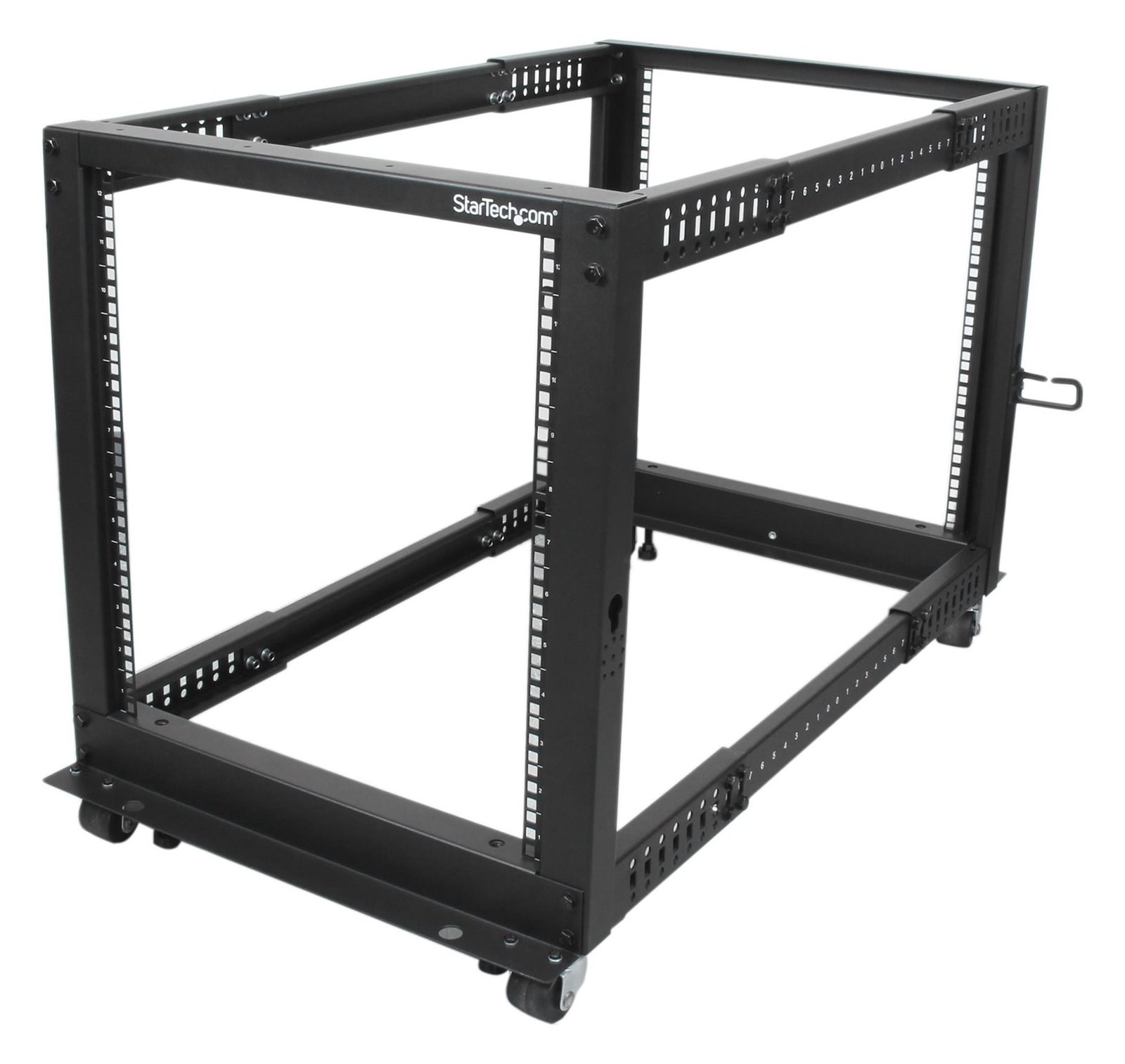 StarTech.com 12HE 4 Pfosten Open Frame Server Rack / Schrank tiefenverstellbar mit Rollen / Nivellierfüße