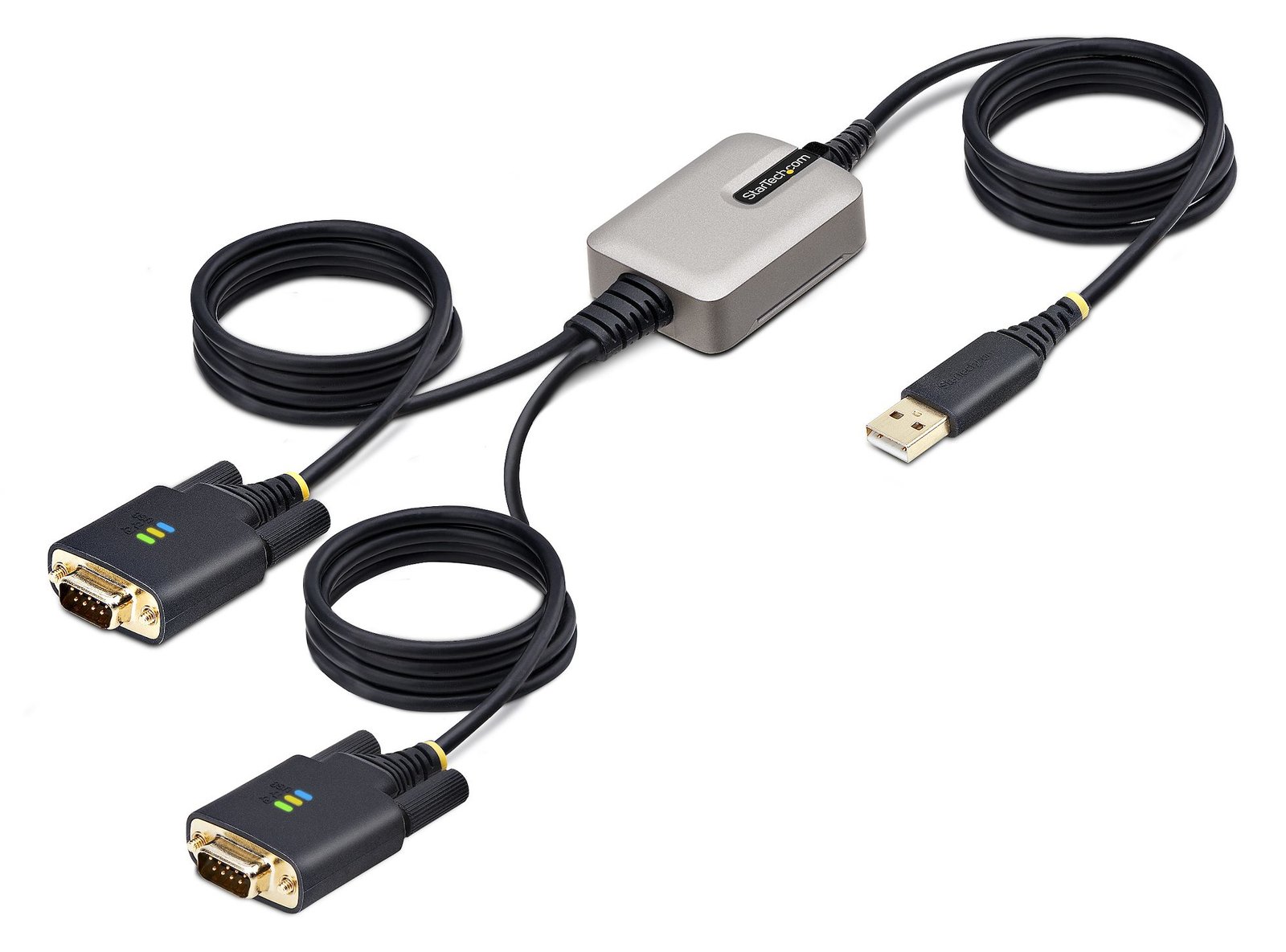 StarTech.com 13ft (4m) 2-Port USB to Serial Adapter Cable, Interchangeable DB9 Screws/Nuts, COM Retention
