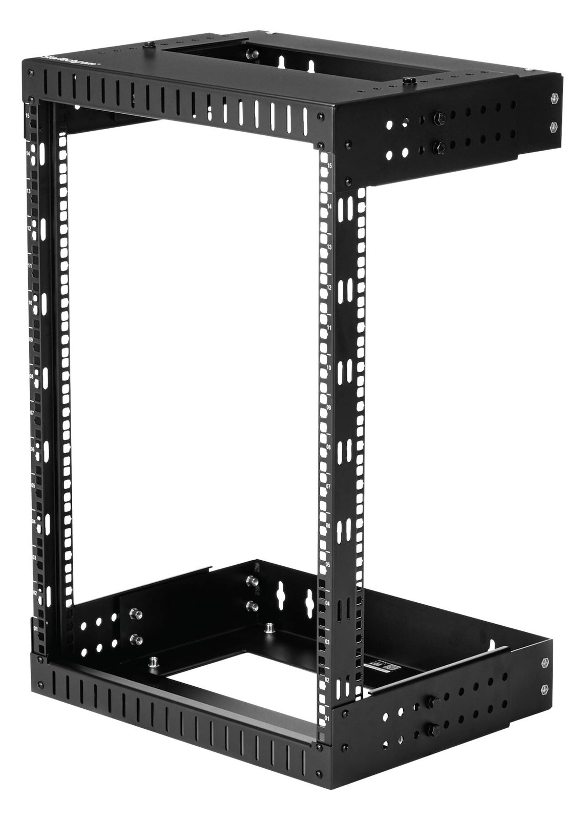 StarTech.com 15U 19 Wall Mount Network Rack, Adjustable Depth 12-20 2 Post Open Frame Server Room Rack for AV