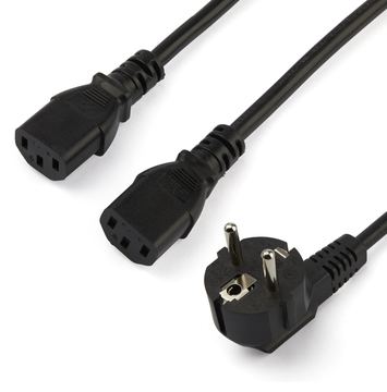 StarTech.com 2 m Computer Y Stromkabel, 18AWG, EU Schuko auf 2x C13, 10A 250V, Ersatz AC Stromkabel Y Splitter von LumaTech