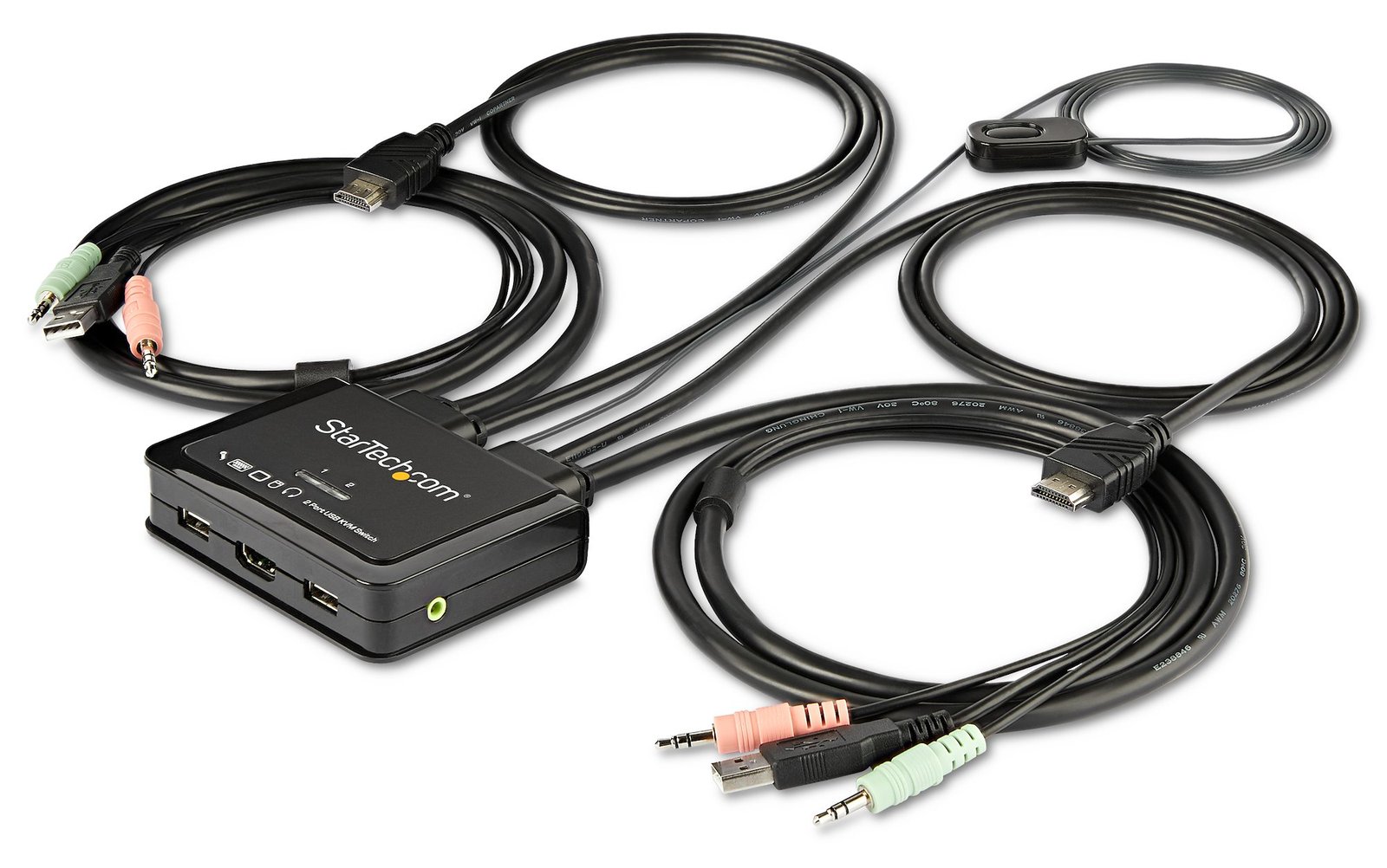 StarTech.com 2 Port HDMI KVM Switch, 4K 60Hz, Compact Dual Port UHD/Ultra HD USB Desktop KVM Switch